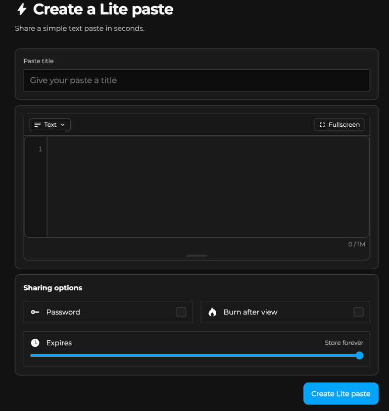 AnonPaste Lite paste creator
